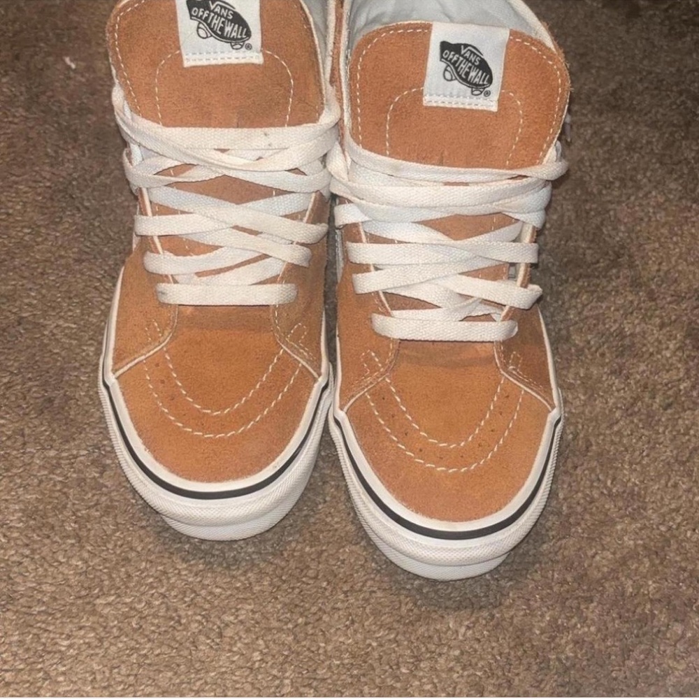 Vans Caramel and White Canvas Sneakers